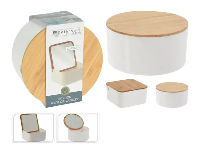 Κουτί οργάνωσης με καθρέφτη Excellent Houseware, σε 2 επιλογές σχεδίου - Καφέ/Λευκό 101000740