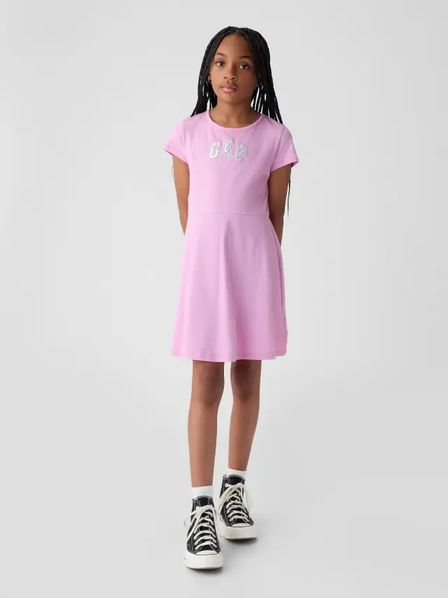Ροζ Παιδικό Gap Logo Jersey Φόρεμα SUGAR PINK