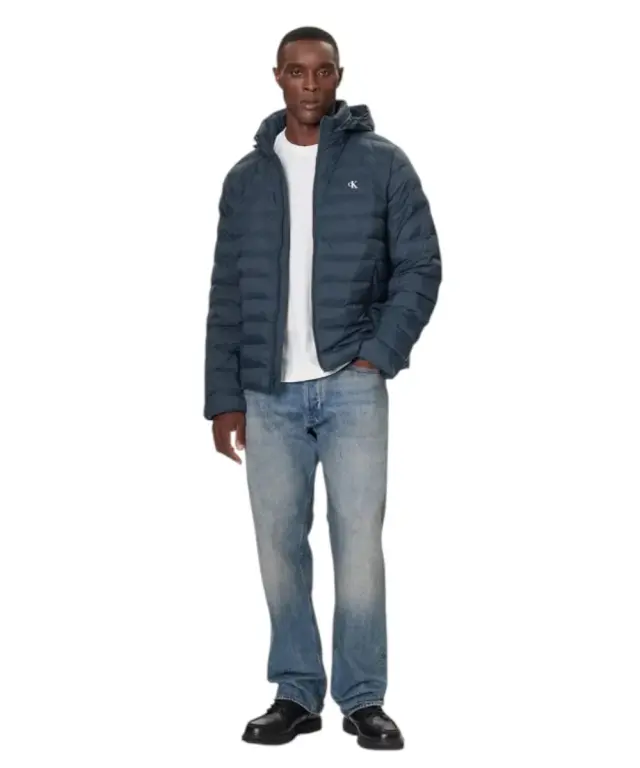 Calvin Klein - Ανδρικό Χειμωνιάτικο Μπουφάν Ls Nyln Md Wt Hdd F LV04RC511G-PPK Μπλε 2