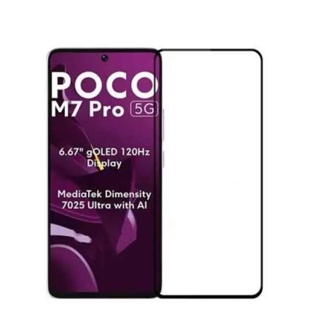 Full Cover Tempered Glass για Poco M7 Pro- Black OEM