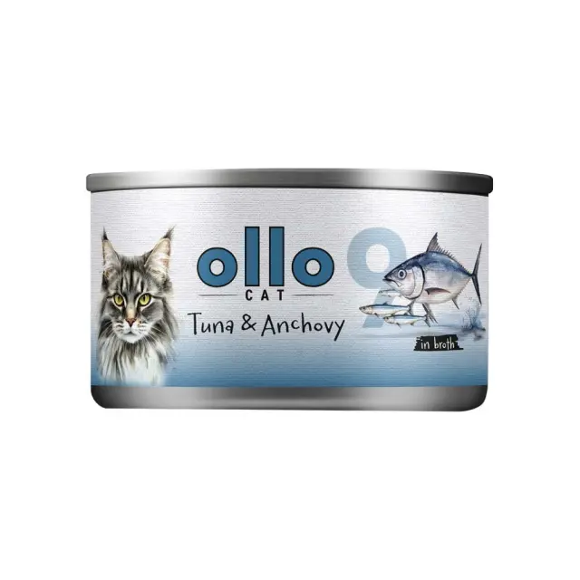 OLLO Cat nr 9 Tuna & Anchovy in broth - wet cat food - 70g