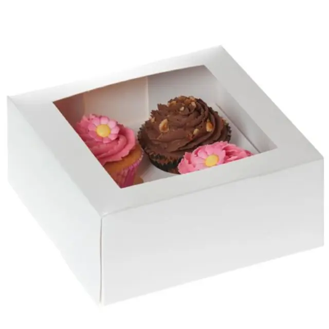 House of Marie Cupcake Κουτί 4 Θέσεων - Λευκό - 2τμχ