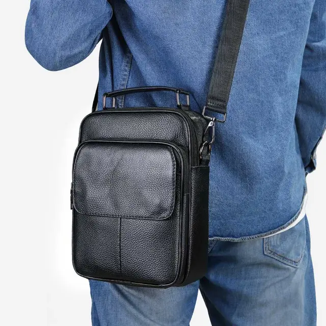 Τσαντάκι Ώμου Ανδρικό από Γνήσιο Δέρμα Cardinal 6102 black - One Size 2