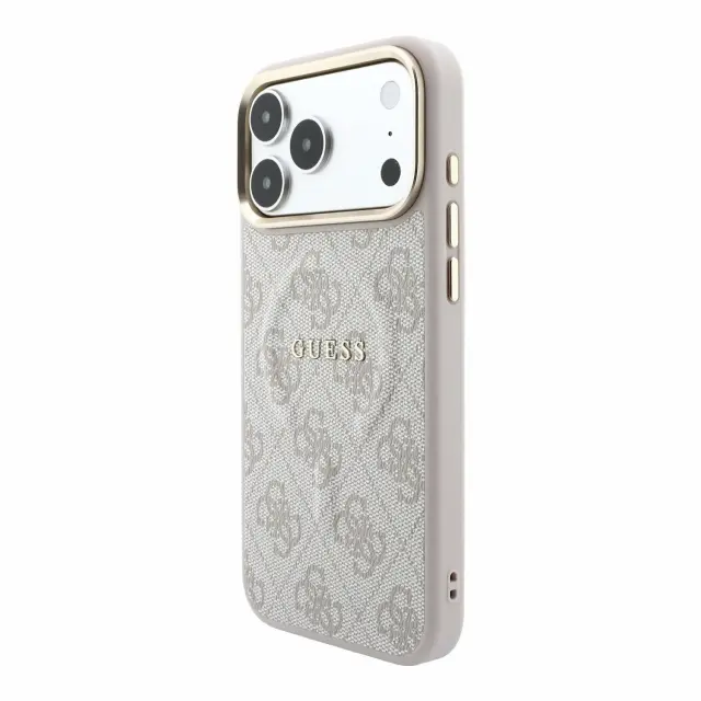 Guess PU Leather 4G Gold Frame Embossed MagSafe Case for iPhone 18 Pro Max Pink 2