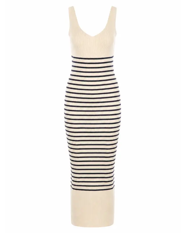 Pretty Lavish Maria MARSKDRECAN Knit Φόρεμα Midaxi Cream & Navy - XS