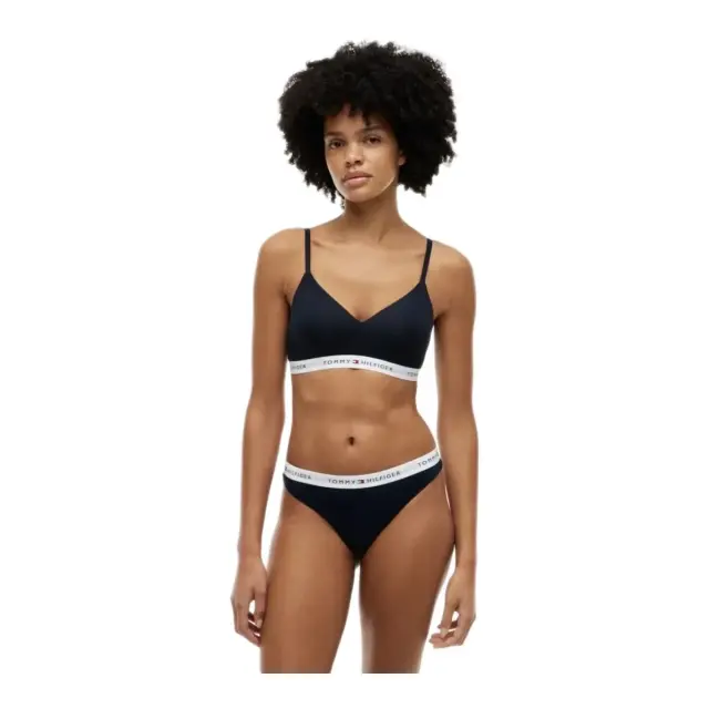 Tommy Hilfiger Γυναικείο String Logo Waistband Stretch Cotton Thongs - Τριπλό Πακέτο, Χρώμα Σκούρο Μπλε 2