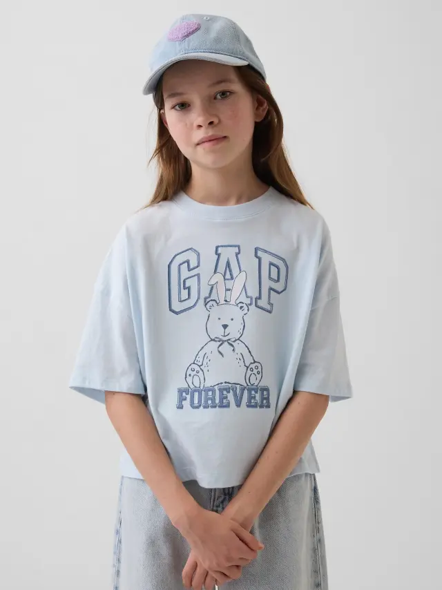 Παιδική Μπλούζα Oversized με Σχέδια και Λογότυπο Blue cloud
