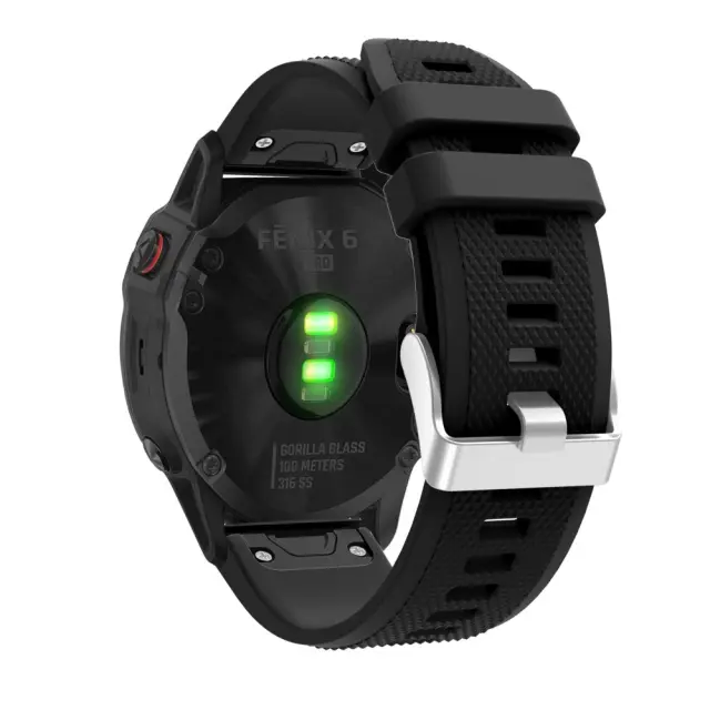 Λουράκι Σιλικόνης Silicone Strap Για Garmin Fenix 5/6/6 Pro/7/8/9 (47mm) - Μαύρο Με Ασημένιο Κούμπωμα