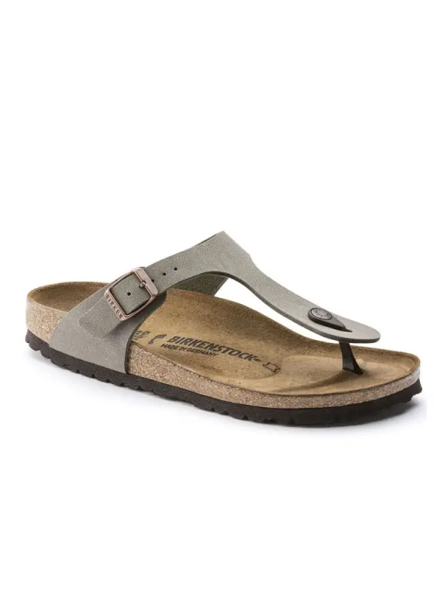 Birkenstock Σαγιονάρες Unisex Birko-Flor-Nubuck(ανθεκτικό υλικό της Birkenstock-επιτρέπει την επαφή με το νερό) Γκρί BIR/GIZEH 043391 STONE 2