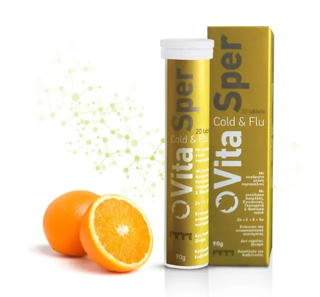 VitaSper Cold + Flu Βιταμίνες με Γεύση Πορτοκάλι 20 Αναβράζοντα Δισκία