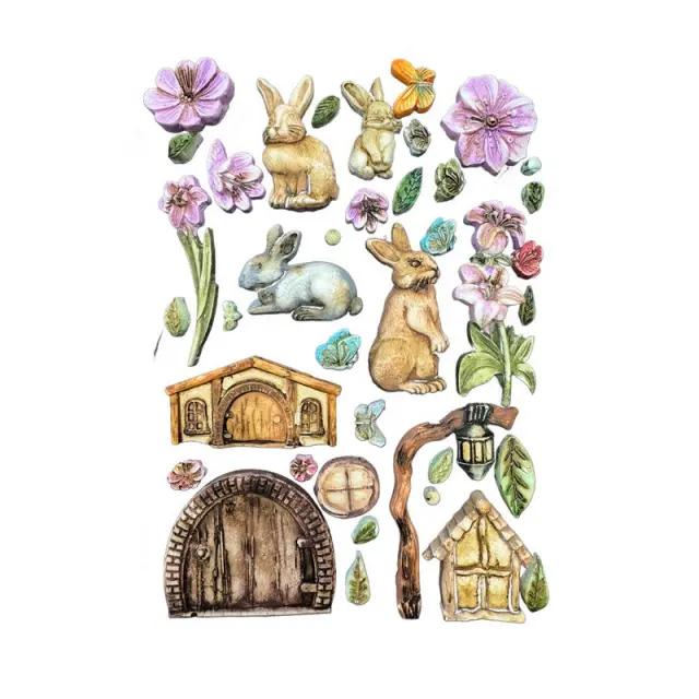 Καλούπι σιλικόνης A5, 15×21cm, Stamperia, Rabbits and flowers 2