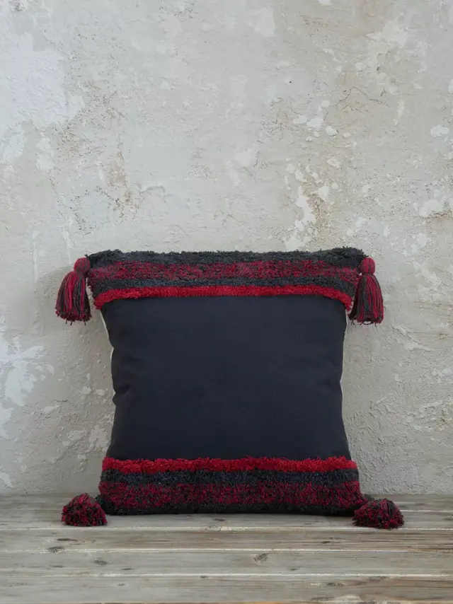 Διακοσμητικό Μαξιλάρι 45Χ45 Με Γέμιση Nima Janelle Dark Gray 100% βαμβακερό