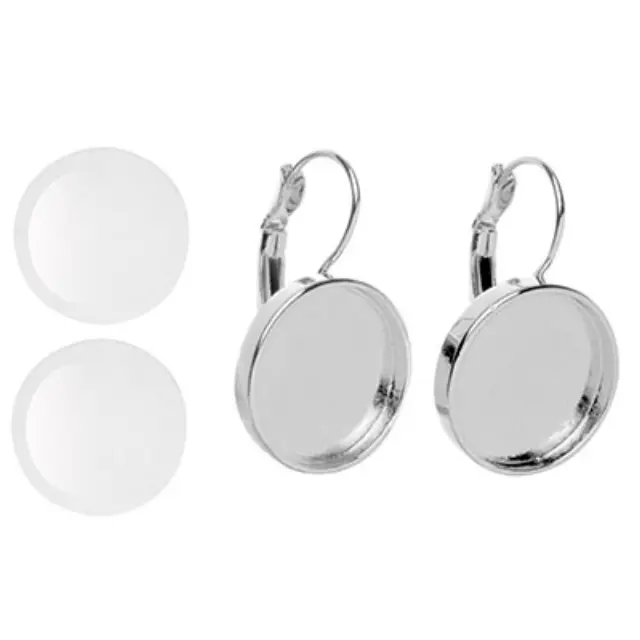 Σκουλαρίκια Lever Back Καστόνι 18mm 2τεμ + 2 Γυάλινα Καμπουσόν