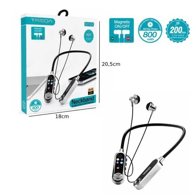 Treqa Ασύρματα Bluetooth Neckband Ακουστικά BT-82 - Wireless Bluetooth Neckband Earphones 017228 2