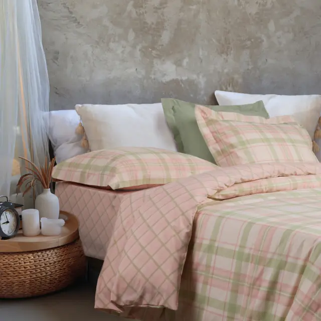 Σετ Σεντόνια 120x200+35 Μονά Casual Das Home 5443 Mint-Pink Με Λάστιχο70% Βαμβάκι-30% Πολυέστερ