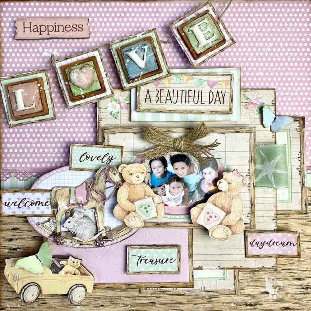 Χαρτί scrapbooking διπλής όψης 30x30cm Stamperia, DayDream, Alphabet 2