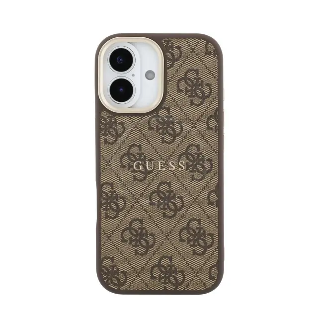 Guess PU Leather 4G Gold Frame MagSafe Case for iPhone 17 Brown 3