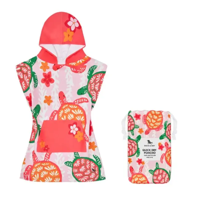 Dock & Bay: Παιδικό πόντσο Quickdry Turtley Tropical Microfiber (Μικροϊνες) 3-5 ετών (66 x 49 εκ.) 624017