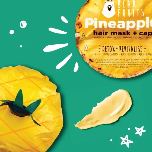 BearFruits Pineapple Μάσκα Μαλλιών για Αποτοξίνωση & Ανανέωση, 20ml & Σκουφάκι Ανανάς, 1τεμ, 1σετ 3