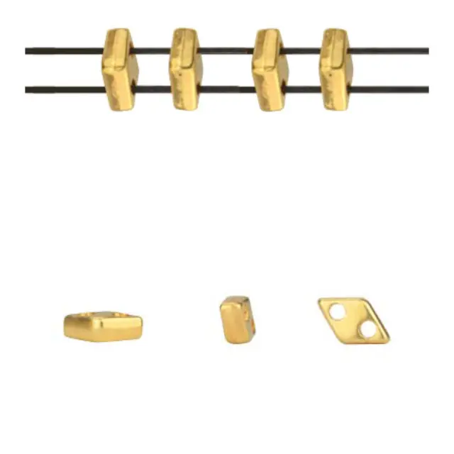 Μεταλλικό Ζάμακ Χυτό Στοιχείο Περαστό 2.3x7mm - Ρόμβος - 24K Gold Plated - 12τεμ