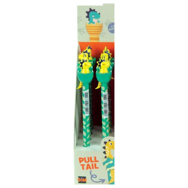 Gim Happy Life Erasable Pens "Pull the Tail": Dinosaurs