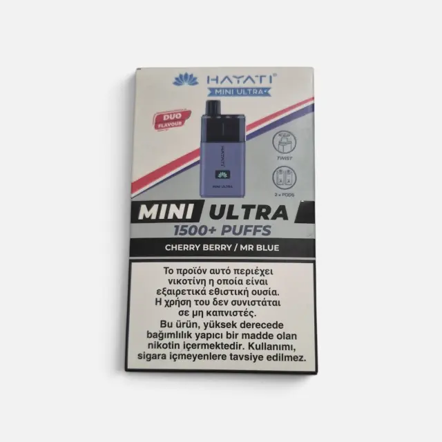 Hayati Mini Ultra 1500+Puffs Duo Prefilled Pod Kit-Ηλεκτρονικο Τσιγάρο Διπλής Γεύσης. Cherry Berry/Mr Blue