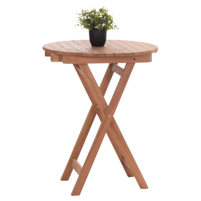 ΤΡΑΠΕΖΙ ΣΚΗΝΟΘΕΤΗ ΣΤΡΟΓΓΥΛΟ FB918120 ΞΥΛΟ TEAK--ΦΥΣΙΚΟ Φ60x75Υεκ.