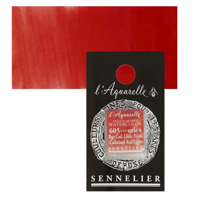Χρώμα Ακουαρέλας Sennelier l Aquarelle Half Pan - 605 Cadmium Red Light