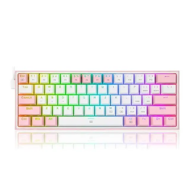 Redragon Gaming Keyboard K617 Fizz RGB Redragon Mechanical Red Switches White (K617-RGB pink)
