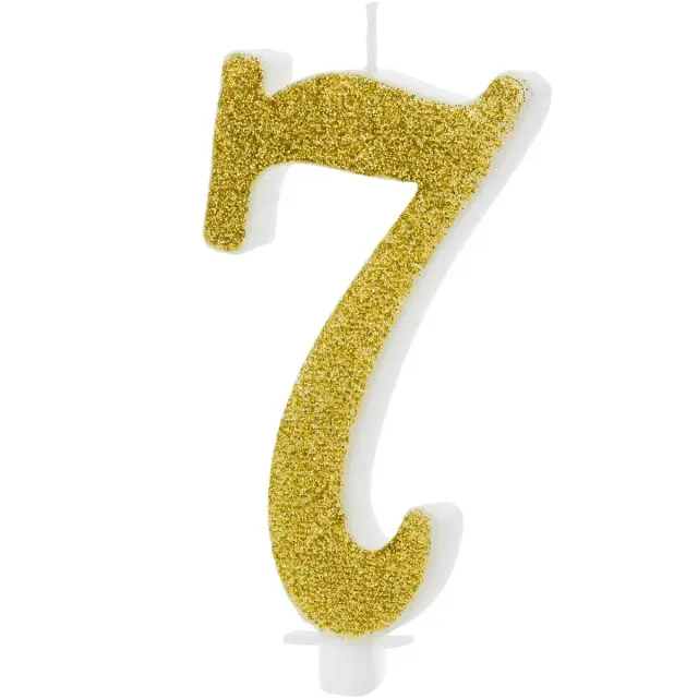 PartyDeco Κερί Γενεθλίων Νο. 7 - Μοντέρνο Χρυσό -