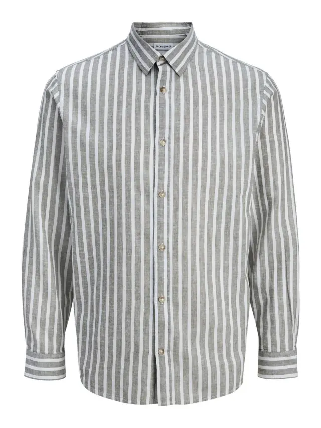 JJESUMMER LINEN BLEND SHIRT L/S SN Vetiver