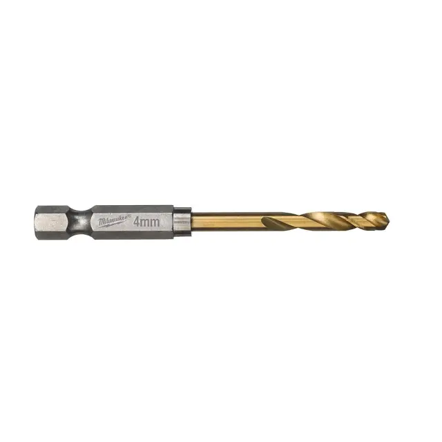 Τρυπάνι Αέρος Τιτανίου 1/4" Φ4mm MILWAUKEE HSS-G TIN RED HEX Σετ 2Τμχ