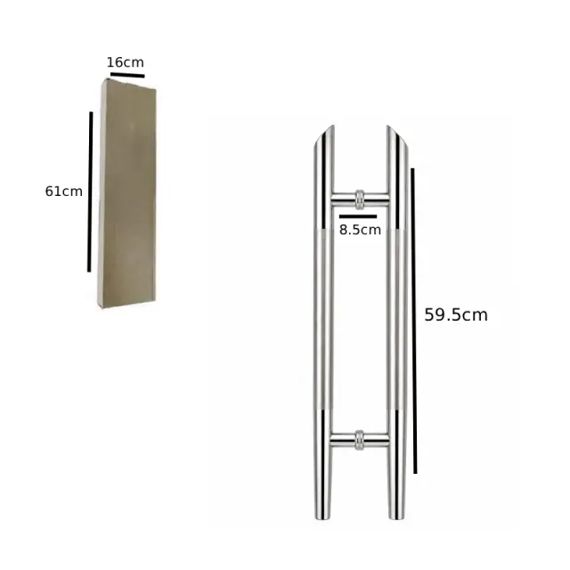 Ανοξείδωτη Λαβή Γυάλινης Πόρτας 59.5cm Διπλής Όψης - 59.5cm Stainless Steel Double-Sided Glass Door Handle 022069 3