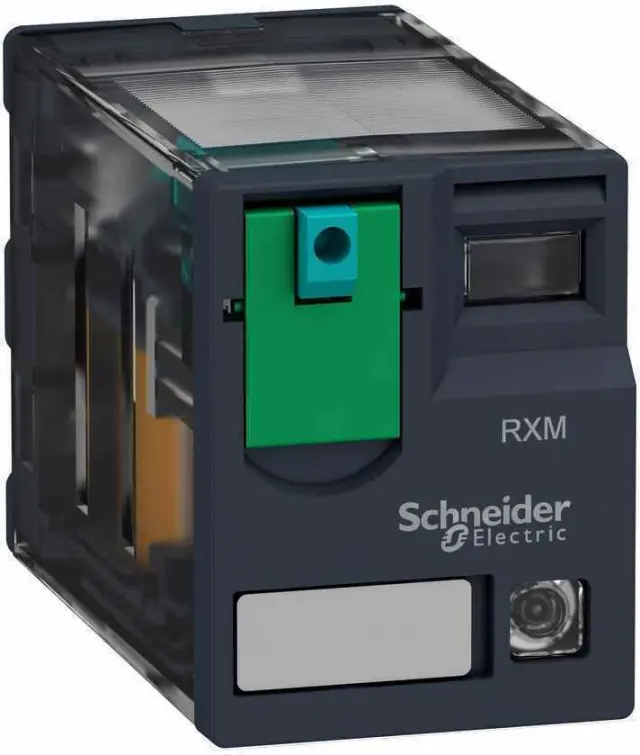 Harmony, Miniature plug-in relay, 6 A, 4 CO, with LED, with lockable test button, 24 V DC
