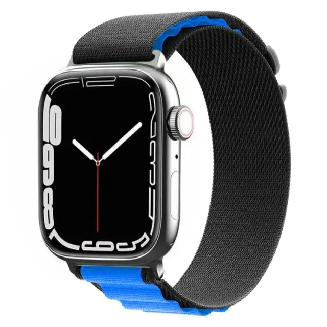 Nylon Λουράκι με Γάντζο για Apple Watch 38/40/41/42 (Series 10/11/12)mm- Black/Blue OEM