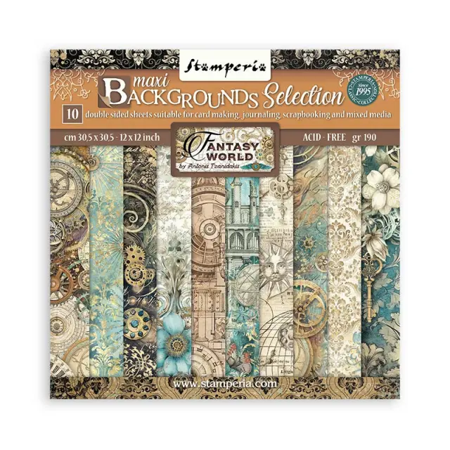 Χαρτιά scrapbooking 10τεμ, 30.5×30.5cm Stamperia, Maxi Background, Sir Vagabond in Fantasy World