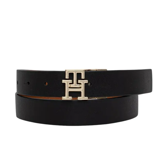 Γυναικεία Δερμάτινη Ζώνη Διπλής Όψης Tommy Hilfiger 3.0 AW0AW18691-BDS Μαύρη-Ταμπά Μαύρο - 85