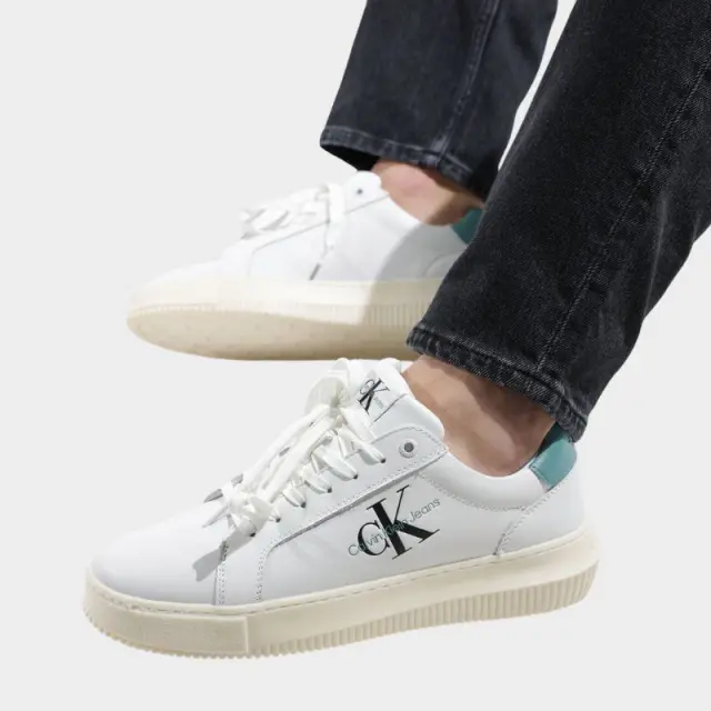Calvin Klein - Cupsole Mono Lth Ανδρικά Chunky Sneakers YM0YM00681-01T Λευκό/Τιρκουάζ - 46 3
