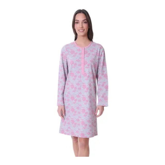 Lydia Creations Γυναικείο Σετ Ρόμπα-Νυχτικό Floral NLC, Χρώμα Σάπιο Μήλο 3