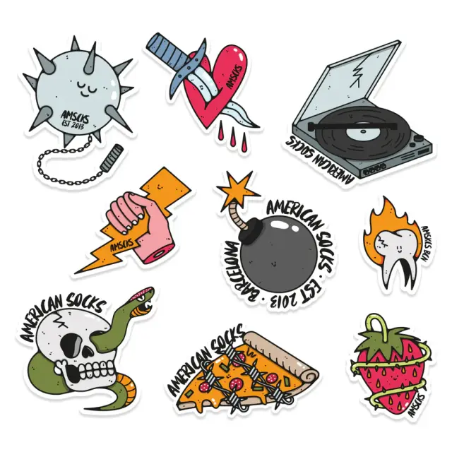 American Socks Wrecked Sticker Pack Αυτοκόλλητα Streetwear 2