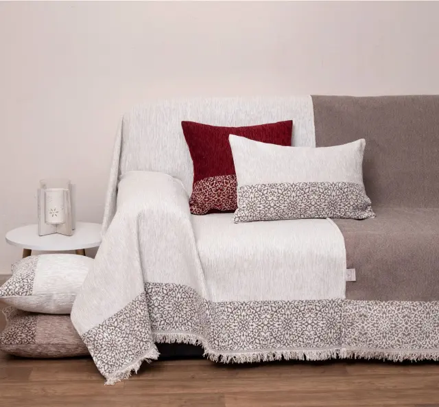 Ριχτάρι Πολυθρόνας 180Χ180 2 Οψεων Viopros 2212 Εκρού 100% Chenille