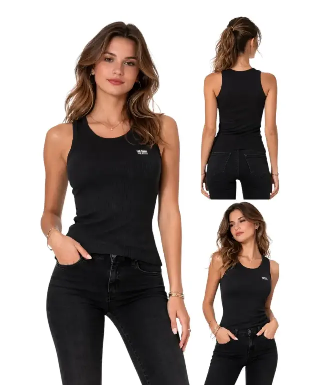 Norway Nautical School - Γυναικείο T-shirt Αμάνικο Rib 856220-BLACK Μαύρο 2