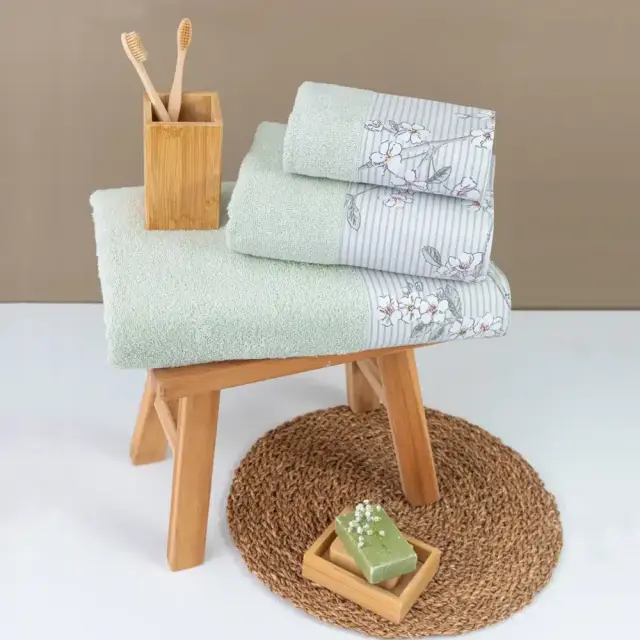 Πετσέτες Σετ 3ΤΜΧ Eden Φυστικί 70 x 140 / 50 x 90 / 30 x 50 cm Φυστικί 70 x 140 / 50 x 90 / 30 x 50 cm