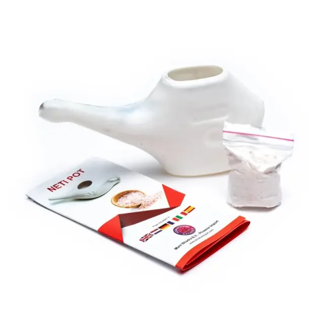 Neti Pot Λευκό Δοχείο Ρινικού Καθαρισμού 150ml + 25 γρ. Aλάτι Ιμαλαΐων