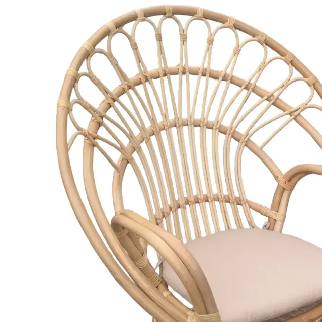 Πολυθρόνα Boloni Inart με μπεζ μαξιλάρι-φυσικό rattan 100x67x120εκ 3