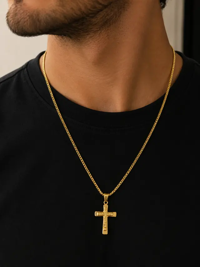 Ghetto Gold Cross Necklace with 50cm Chain 2