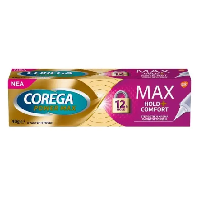 Corega Max Hold+Seal Στερεωτική Κρέμα Τεχνητής Οδοντοστοιχίας για Ισχυρή Συγκράτηση 40gr 2