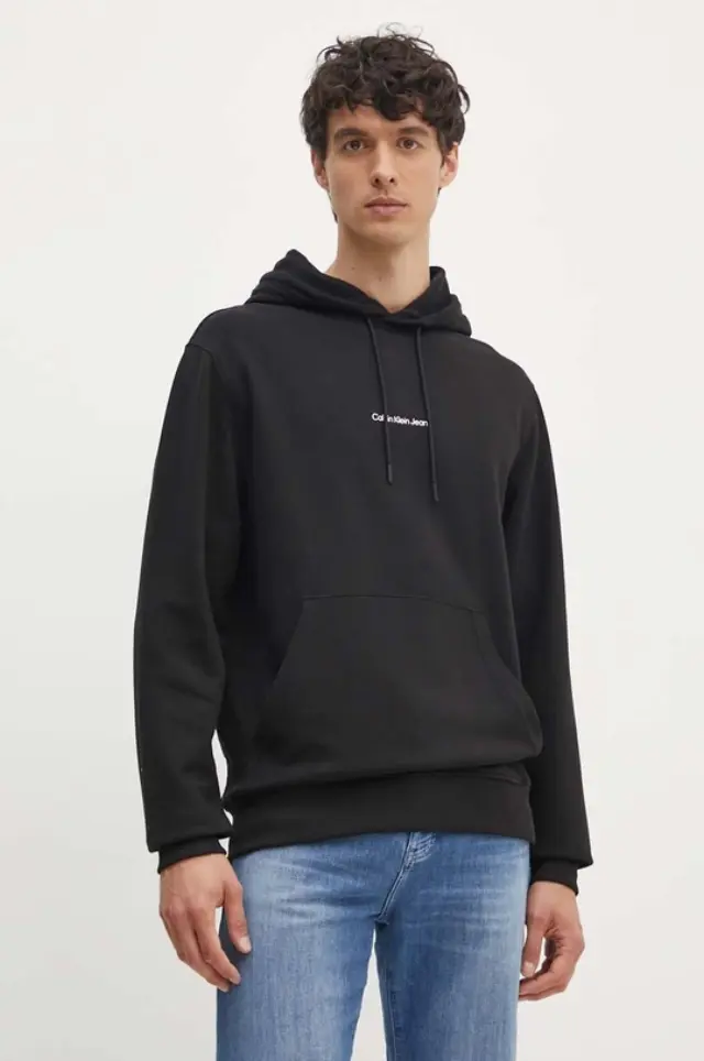 Calvin Klein - Ανδρικό Φούτερ Grid Monogram Regular Fit J30J325639-BEH Μαύρο - XL