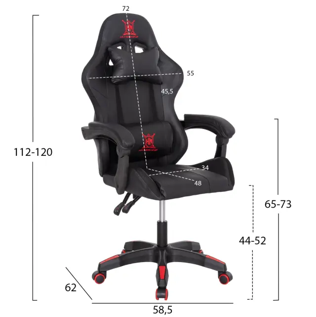 ΠΟΛΥΘΡΟΝΑ GAMING FB91203.01 ΜΑΥΡΟ-ΚΟΚΚΙΝΟ PVC & NYLON 58.5x100x120Υεκ. 2