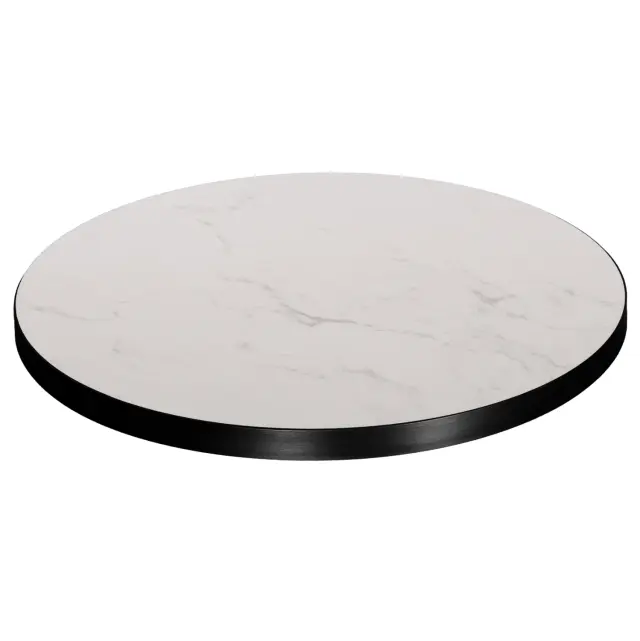 ΕΠΙΦΑΝΕΙΑ ΤΡΑΠΕΖΙΟΥ SINTERED STONE FB96652.02 WHITE MARBLE--ΠΛΑΙΣΙΟ ALU ΜΑΥΡΟ Φ60εκ.